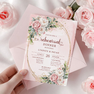 Modern Bohemian Light Pink Flowers Rehearsal Card