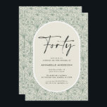 Modern bohemian moroccan green elegant birthday in invitation<br><div class="desc">Modern bohemian stylish elegant moroccan inspired 40th birthday invitation card. Modern on trend sage green backer colour.</div>
