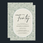 Modern bohemian moroccan green elegant birthday in invitation<br><div class="desc">Modern bohemian stylish elegant moroccan inspired 40th birthday invitation card. Modern on trend sage green backer colour.</div>