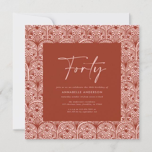 Modern bohemian moroccan terra-cotta elegant RSVP  Invitation (Front)