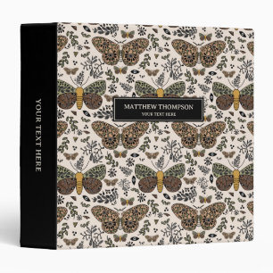 Modern Bohemian Moth Wildflowers Abstract Pattern Binder