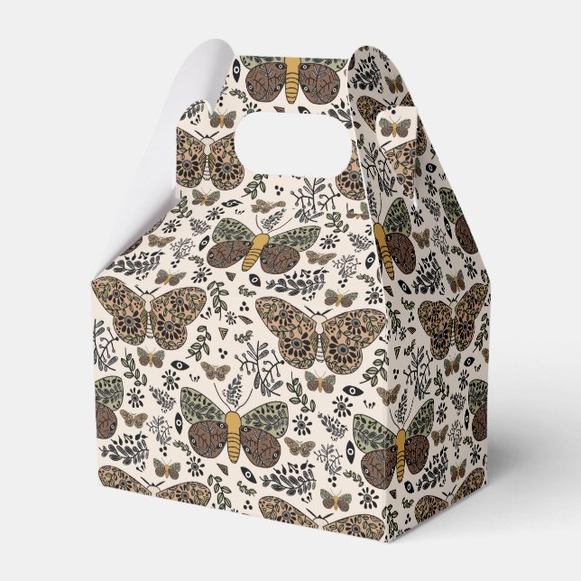Modern Bohemian Moth Wildflowers Abstract Pattern Favor Box (Front Side)