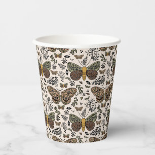 Modern Bohemian Moth Wildflowers Abstract Pattern Paper Cups