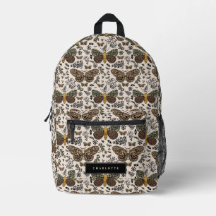 Modern Bohemian Moth Wildflowers Abstract Pattern Printed Backpack
