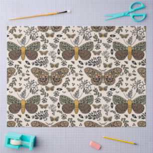 Modern Bohemian Moth Wildflowers Abstract Pattern Tissue Paper