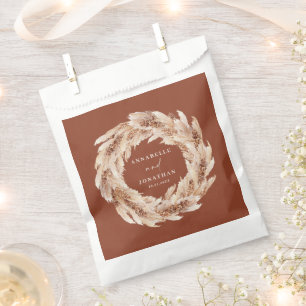 modern bohemian pampas grass botanical rust teal f favour bag