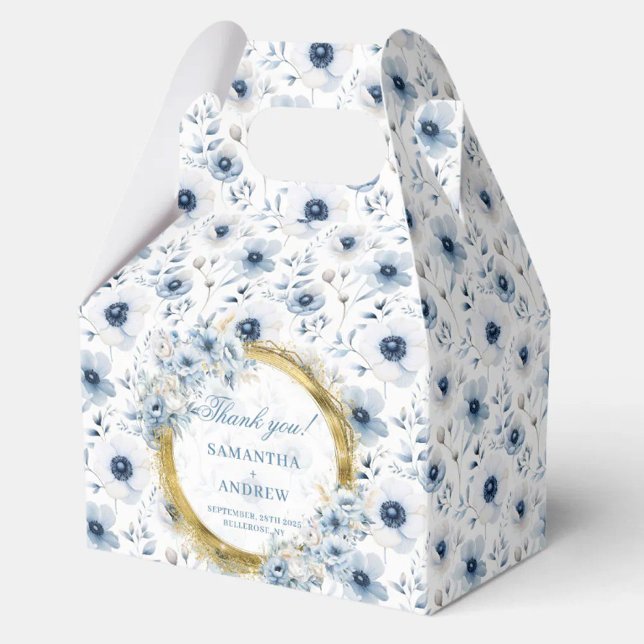 Modern Bohemian Pastel Blue Gold Wedding Thank You Favor Box (Modern Bohemian Pastel Blue Gold Wedding Thank You Favor Boxes)