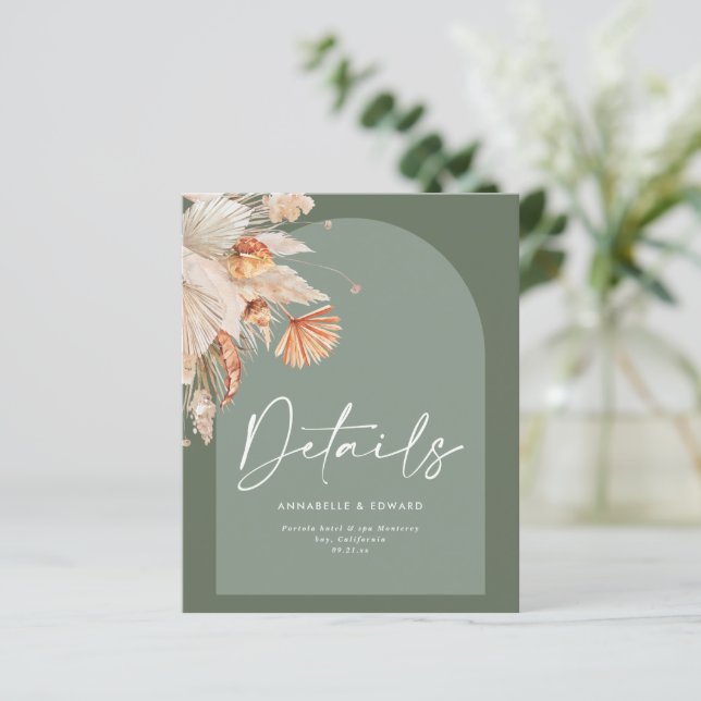 Modern Bohemian Sage Green Pampas grass Wedding (Standing Front)