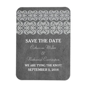 Modern Bohemian Save the Date Magnet, Grey Magnet