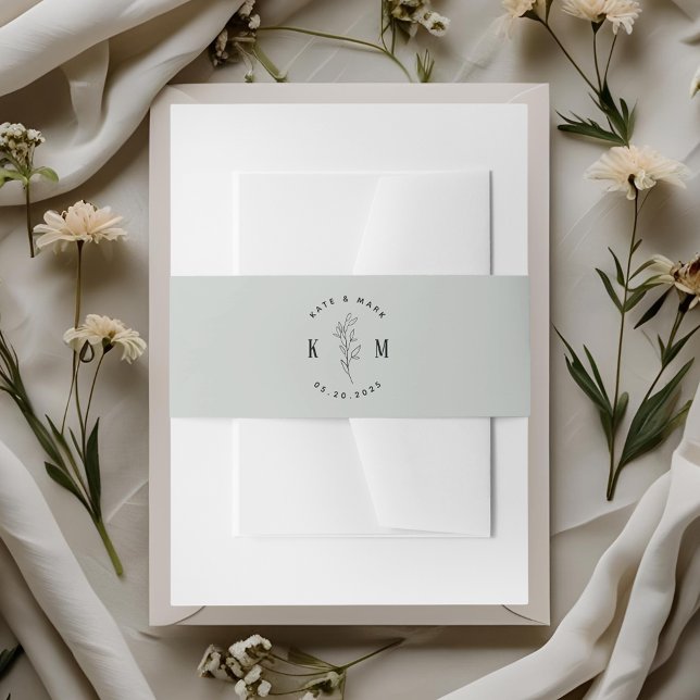 Modern Bohemian Soft Sage Wedding Invitation Belly Band (Creator Uploaded)