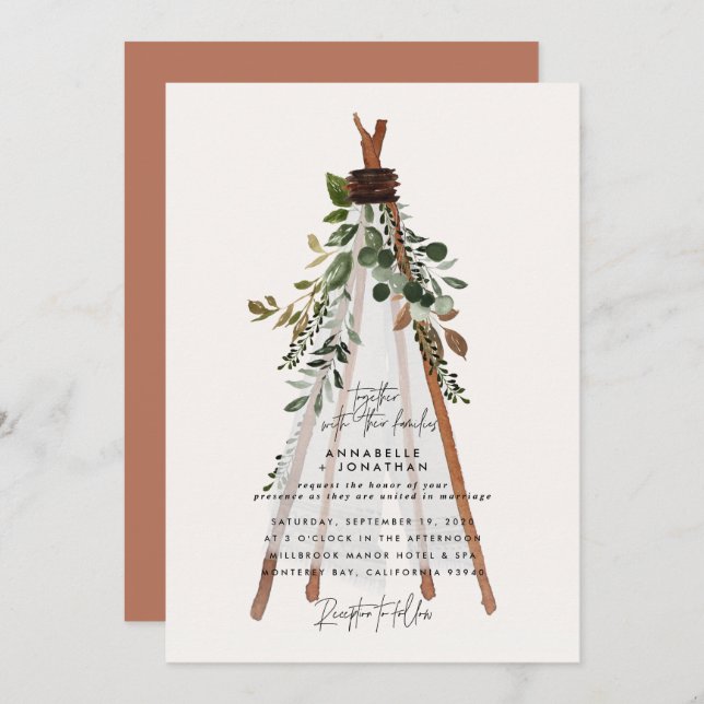 Modern bohemian teepee botanical rustic backyard (Front/Back)