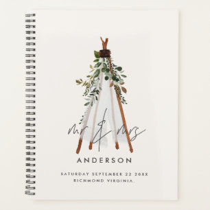 Modern bohemian teepee botanical rustic backyard planner