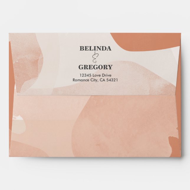 Modern Bohemian Terracotta 5x7 Wedding Invitation Envelope (Back (Top Flap))