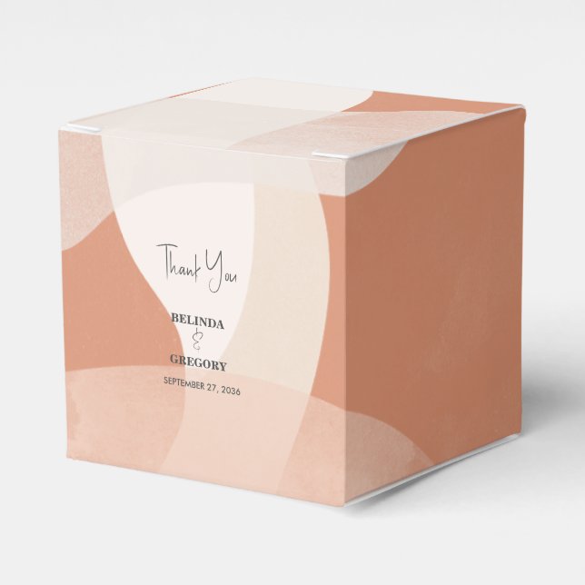 Modern Bohemian Terracotta Abstract Wedding Favor Box (Front Side)