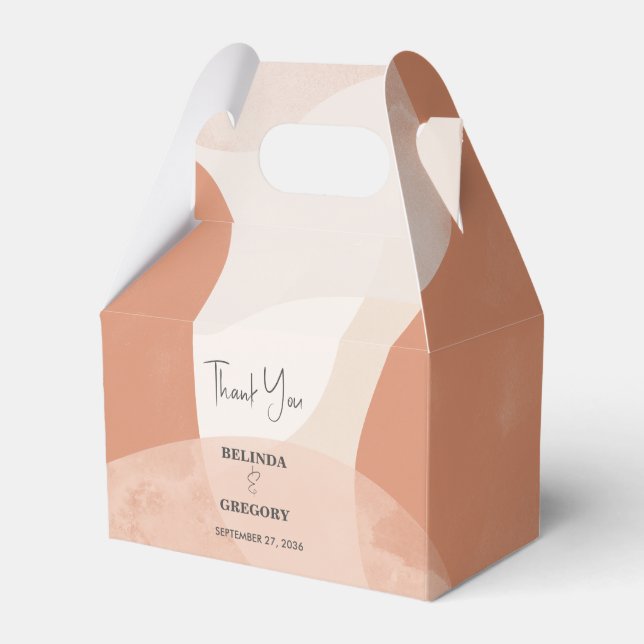 Modern Bohemian Terracotta Abstract Wedding Favor Box (Front Side)