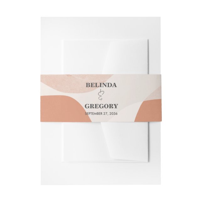 Modern Bohemian Terracotta Abstract Wedding  Invitation Belly Band (Front Example)