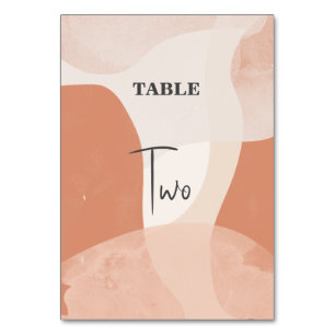 Modern Bohemian Terracotta Abstract Wedding  Table Number