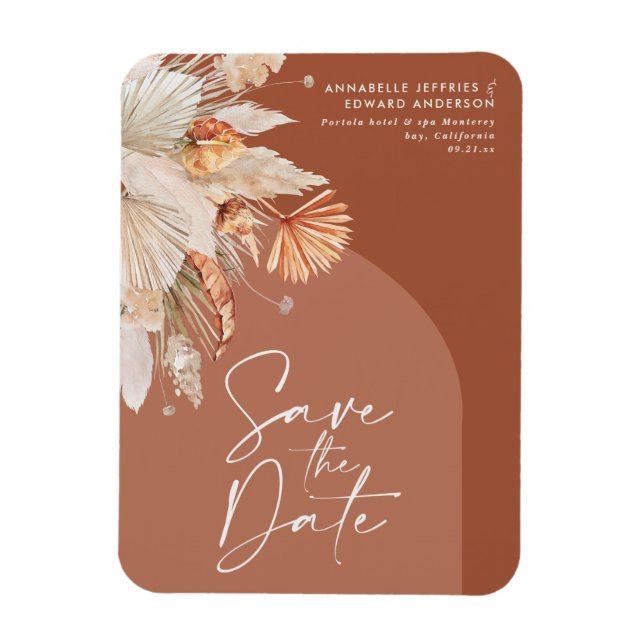 Modern bohemian terracotta pampas grass stylish sa magnet (Vertical)