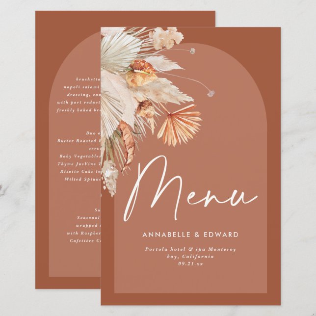 Modern bohemian terracotta pampas grass wedding (Front/Back)