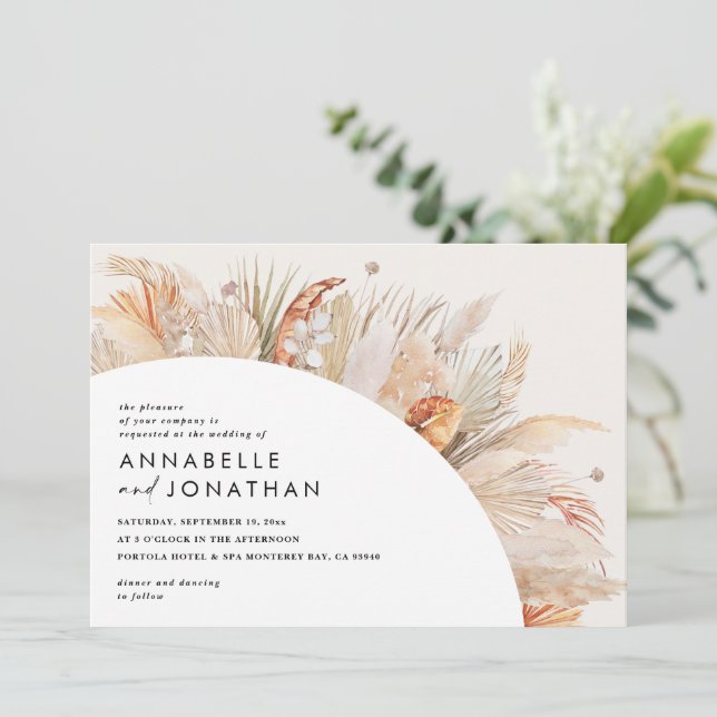 Modern bohemian terracotta pampas grass wedding (Standing Front)