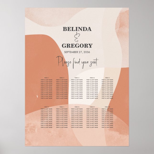 Modern Bohemian Terracotta Wedding Seating Chart (Front)