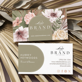 Modern Bohemian Watercolor Boho Florals Arch Logo  Business Card