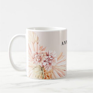 Modern bohemian watercolor floral pastel gift coffee mug
