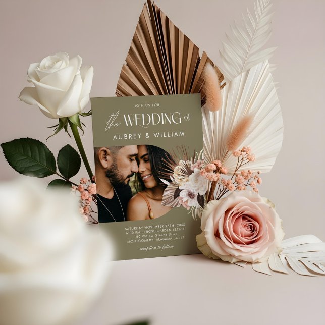 Modern Bohemian Watercolor Floral Photo Wedding Invitation (Modern Bohemian Watercolor Floral Photo Wedding Invitation)