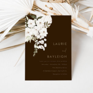 Modern Bohemian White Floral Wedding Invitation