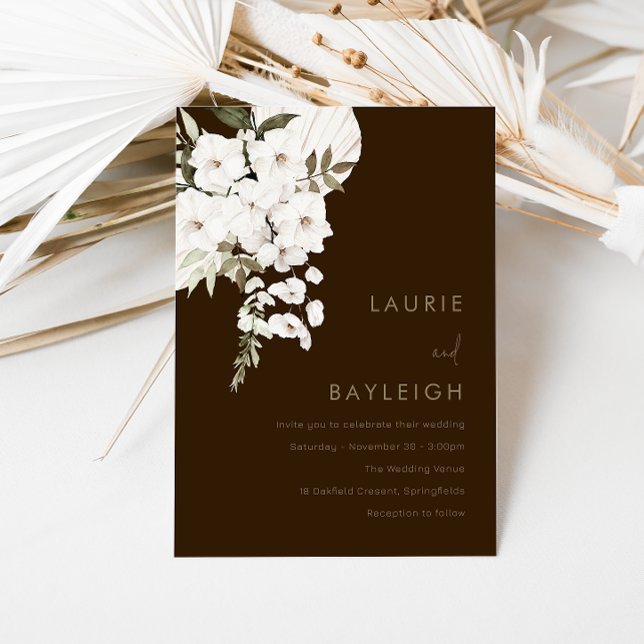 Modern Bohemian White Floral Wedding Invitation (Creator Uploaded)
