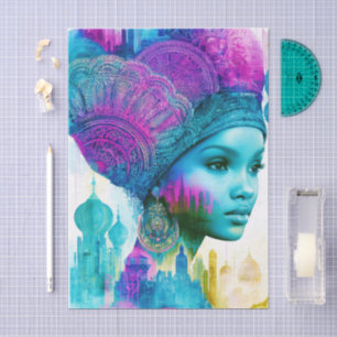 Modern Bohemian Woman Collage FT2R Decoupage Tissue Paper
