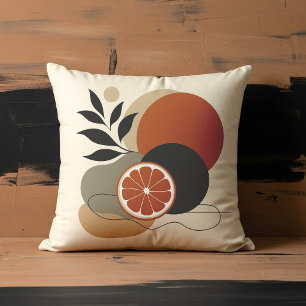 Modern Boho Abstract Art Orange and Terracotta Min Throw Pillow