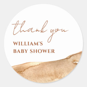Modern Boho Abstract Desert Baby Shower Thank You Classic Round Sticker