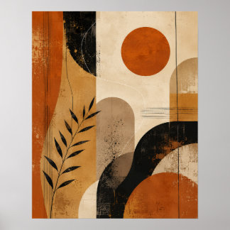 Modern Boho Abstract Geometric Wall Art – Warm Ter