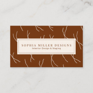 Modern Boho Abstract Lines Designer Dark Brown Business Card