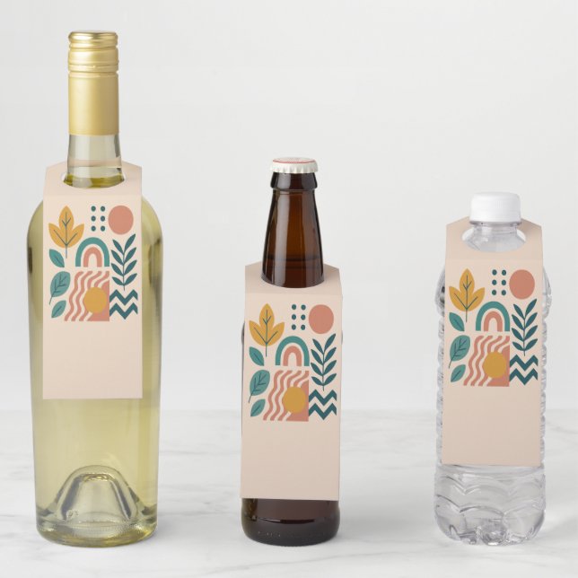 Modern Boho Abstract Nature Wall Art Bottle Tag (In Situ)