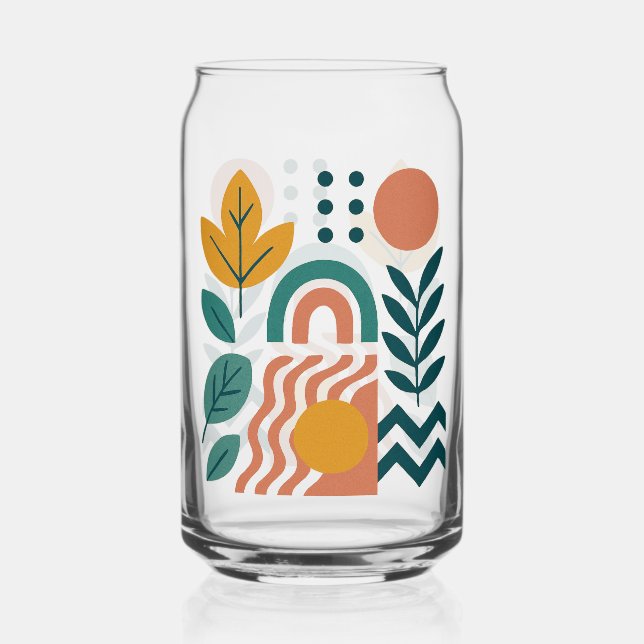 Modern Boho Abstract Nature Wall Art Can Glass (Back)