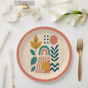Modern Boho Abstract Nature Wall Art Paper Plate