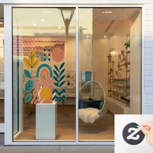 Modern Boho Abstract Nature Wall Art Window Cling