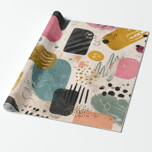Modern Boho Abstract Pattern   Textured Colourful Wrapping Paper