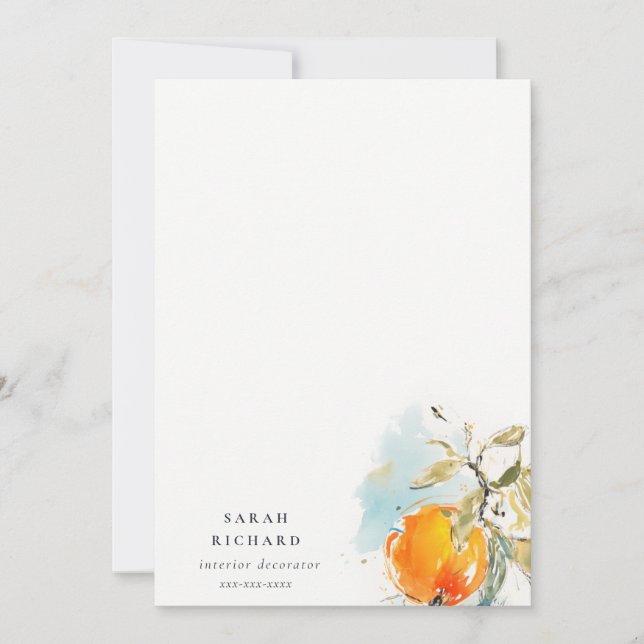 Modern Boho Abstract Sketchy Orange Garden Card (Front)