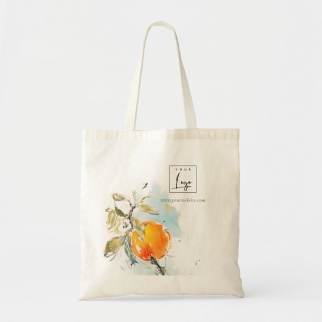 Modern Boho Abstract Sketchy Orange Logo Tote Bag (Front)
