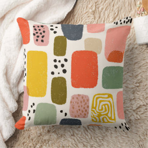 Modern Boho Abstract Watercolor Pattern   Colourfu Throw Pillow