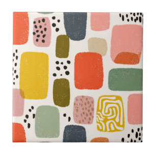 Modern Boho Abstract Watercolor Pattern   Colourfu Tile