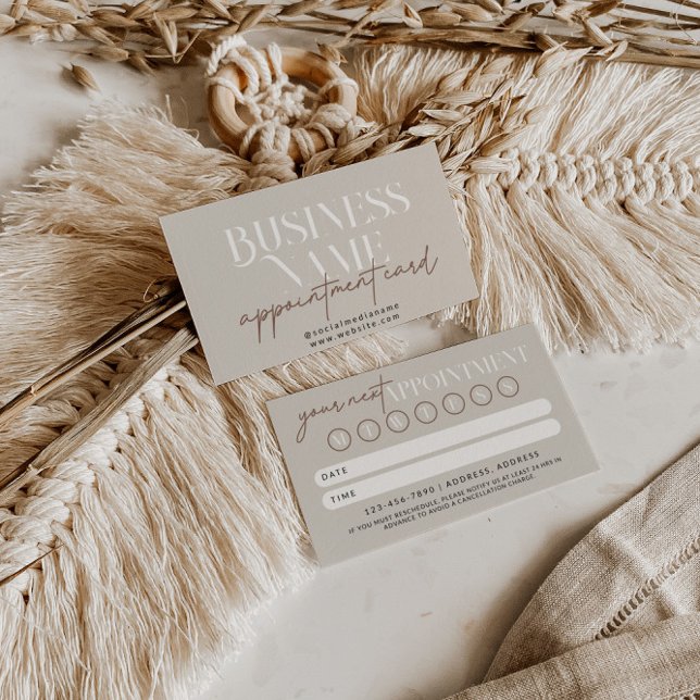Modern Boho Appointment Reminder Card (Modern Boho Appointment Business Card)