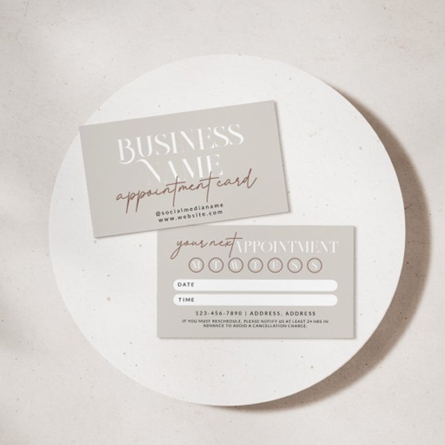 Modern Boho Appointment Reminder Card (Neutral Boho Appointment Card Reminder)