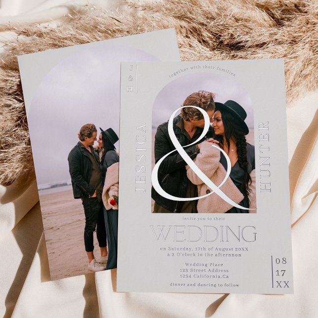 Modern boho arch 2 photos wedding grey (Creator Uploaded)