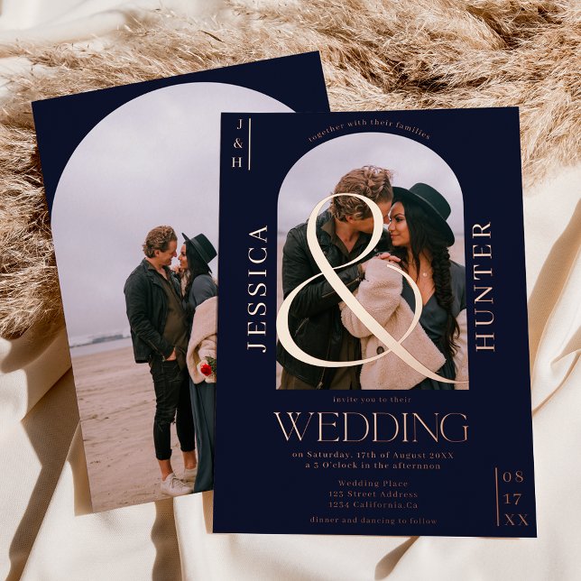 Modern boho arch 2 photos wedding navy blue (Creator Uploaded)