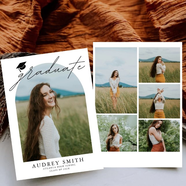 Modern Boho Arch 6 Photos Graduation Announcement (Creator Uploaded)