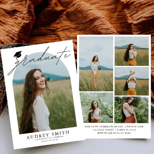 Modern Boho Arch 6 Photos Graduation Party Holiday Card